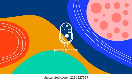 ABSTRACT TEMPLATE PODCAST MICROPHONE FLAT COLOR LIQUID DESIGN BACKGROUND VECTOR. GOOD FOR COVER DESIGN, BANNER, WEB,SOCIAL MEDIA