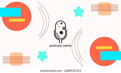 ABSTRACT TEMPLATE PODCAST MICROPHONE FLAT COLOR LIQUID DESIGN BACKGROUND VECTOR. GOOD FOR COVER DESIGN, BANNER, WEB,SOCIAL MEDIA