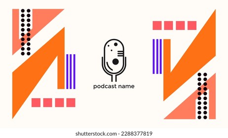 ABSTRAKTER TEMPLATENPODCAST MIKROFONFLACHENFLACHENFLACHT FARBFARBE, DESIGN HINTERGRUND VEKTOR. GUT FÜR COVER DESIGN, BANNER, WEB, SOZIALE MEDIEN