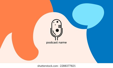 ABSTRACT TEMPLATE PODCAST MICROPHONE FLAT COLOR LIQUID DESIGN BACKGROUND VECTOR. GOOD FOR COVER DESIGN, BANNER, WEB,SOCIAL MEDIA