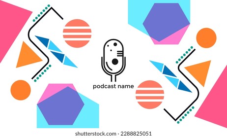 ABSTRACT TEMPLATE PODCAST MICROPHONE FLAT COLOR LIQUID DESIGN BACKGROUND VECTOR. GOOD FOR COVER DESIGN, BANNER, WEB,SOCIAL MEDIA