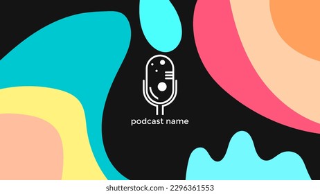 ABSTRACT TEMPLATE PODCAST MICROPHONE FLAT COLOR LIQUID DESIGN BACKGROUND VECTOR. GOOD FOR COVER DESIGN, BANNER, WEB,SOCIAL MEDIA