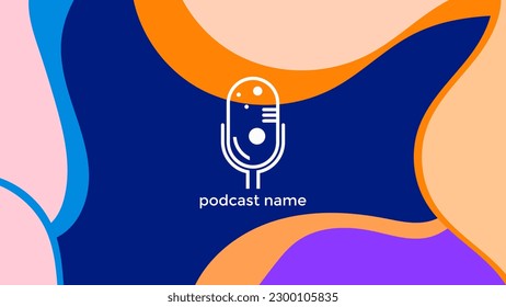 ABSTRACT TEMPLATE PODCAST MICROPHONE FLAT COLOR LIQUID DESIGN BACKGROUND VECTOR. GOOD FOR COVER DESIGN, BANNER, WEB,SOCIAL MEDIA