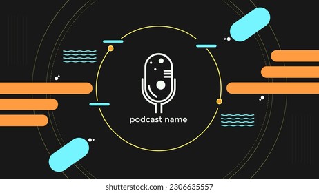 PLANTILLA ABSTRACTA PODCAST VECTOR DE FONDO DE DISEÑO LÍQUIDO DE COLOR PLANO DE MICRÓFONO PLANO. BUENO PARA EL DISEÑO DE CUBIERTA, BANNER, WEB, MEDIOS SOCIALES