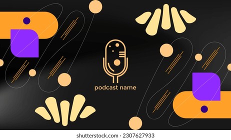 PLANTILLA ABSTRACTA PODCAST VECTOR DE FONDO DE DISEÑO LÍQUIDO DE COLOR PLANO DE MICRÓFONO PLANO. BUENO PARA EL DISEÑO DE CUBIERTA, BANNER, WEB, MEDIOS SOCIALES