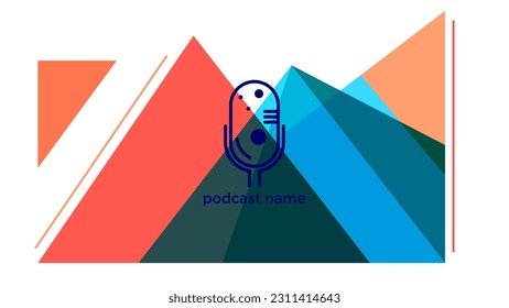 ABSTRACT TEMPLATE PODCAST MICROPHONE FLAT COLOR LIQUID DESIGN BACKGROUND VECTOR. GOOD FOR COVER DESIGN, BANNER, WEB,SOCIAL MEDIA