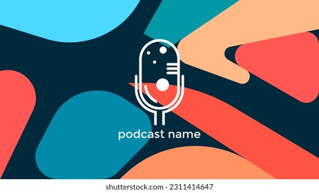 PLANTILLA ABSTRACTA PODCAST VECTOR DE FONDO DE DISEÑO LÍQUIDO DE COLOR PLANO DE MICRÓFONO PLANO. BUENO PARA EL DISEÑO DE CUBIERTA, BANNER, WEB, MEDIOS SOCIALES