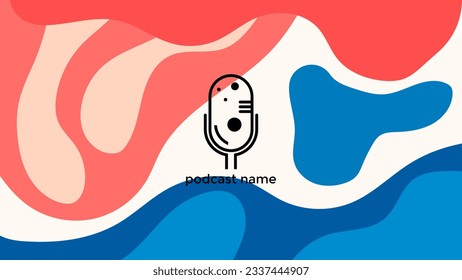 ABSTRACT TEMPLATE PODCAST MICROPHONE FLAT COLOR LIQUID DESIGN BACKGROUND VECTOR. GOOD FOR COVER DESIGN, BANNER, WEB,SOCIAL MEDIA