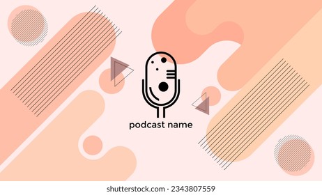 PLANTILLA ABSTRACTA PODCAST VECTOR DE FONDO DE DISEÑO LÍQUIDO DE COLOR PLANO DE MICRÓFONO PLANO. BUENO PARA EL DISEÑO DE CUBIERTA, BANNER, WEB, MEDIOS SOCIALES