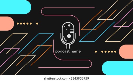 PLANTILLA ABSTRACTA PODCAST MICRÓFONO PLANO DE COLOR LÍQUIDO DISEÑO VECTOR DE FONDO OSCURO. BUENO PARA EL DISEÑO DE CUBIERTA, BANNER, WEB, MEDIOS SOCIALES