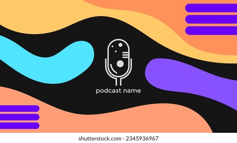 ABSTRAKTER TEMPLATENPODCAST MIKROFONFLACHENFLACHENFLACHT FARBFARBE DESIGN DUNKLER HINTERGRUND VEKTOR. GUT FÜR COVER DESIGN, BANNER, WEB, SOZIALE MEDIEN