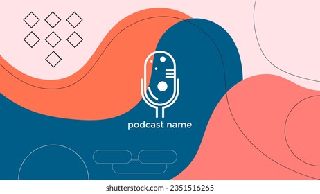 ABSTRACT TEMPLATE PODCAST MICROPHONE FLAT COLOR LIQUID DESIGN BACKGROUND VECTOR. GOOD FOR COVER DESIGN, BANNER, WEB,SOCIAL MEDIA