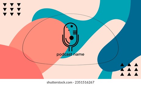 PLANTILLA ABSTRACTA PODCAST VECTOR DE FONDO DE DISEÑO LÍQUIDO DE COLOR PLANO DE MICRÓFONO PLANO. BUENO PARA EL DISEÑO DE CUBIERTA, BANNER, WEB, MEDIOS SOCIALES