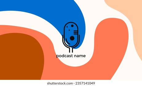 ABSTRACT TEMPLATE PODCAST MICROPHONE FLAT COLOR LIQUID DESIGN BACKGROUND VECTOR. GOOD FOR COVER DESIGN, BANNER, WEB,SOCIAL MEDIA