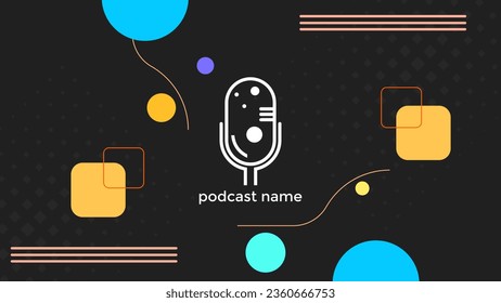 ABSTRACT TEMPLATE PODCAST MICROPHONE FLAT COLOR LIQUID DESIGN DARK BACKGROUND VECTOR. GOOD FOR COVER DESIGN, BANNER, WEB,SOCIAL MEDIA