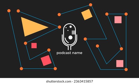 ABSTRACT TEMPLATE PODCAST MICROPHONE FLAT COLOR LIQUID DESIGN DARK BACKGROUND VECTOR. GOOD FOR COVER DESIGN, BANNER, WEB,SOCIAL MEDIA