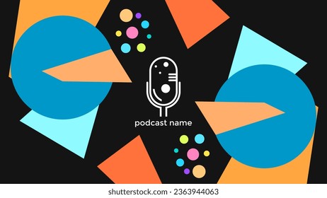 ABSTRACT TEMPLATE PODCAST MICROPHONE FLAT COLOR LIQUID DESIGN DARK BACKGROUND VECTOR. GOOD FOR COVER DESIGN, BANNER, WEB,SOCIAL MEDIA