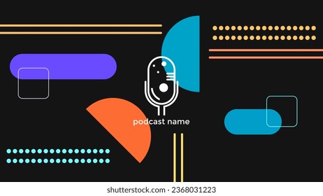 ABSTRACT TEMPLATE PODCAST MICROPHONE FLAT COLOR LIQUID DESIGN BACKGROUND VECTOR. GOOD FOR COVER DESIGN, BANNER, WEB,SOCIAL MEDIA