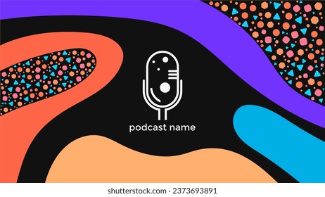 ABSTRACT TEMPLATE PODCAST MICROPHONE FLAT COLOR LIQUID DESIGN BACKGROUND VECTOR. GOOD FOR COVER DESIGN, BANNER, WEB,SOCIAL MEDIA