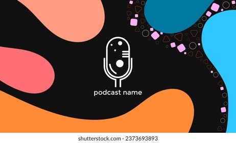 ABSTRACT TEMPLATE PODCAST MICROPHONE FLAT COLOR LIQUID DESIGN BACKGROUND VECTOR. GOOD FOR COVER DESIGN, BANNER, WEB,SOCIAL MEDIA