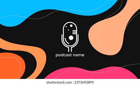 ABSTRACT TEMPLATE PODCAST MICROPHONE FLAT COLOR LIQUID DESIGN BACKGROUND VECTOR. GOOD FOR COVER DESIGN, BANNER, WEB,SOCIAL MEDIA