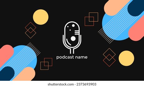 ABSTRACT TEMPLATE PODCAST MICROPHONE FLAT COLOR LIQUID DESIGN BACKGROUND VECTOR. GOOD FOR COVER DESIGN, BANNER, WEB,SOCIAL MEDIA