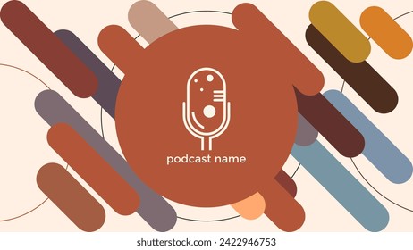 ABSTRACT TEMPLATE PODCAST MICROPHONE FLAT COLOR LIQUID DESIGN BACKGROUND VECTOR. GOOD FOR COVER DESIGN, BANNER, WEB,SOCIAL MEDIA