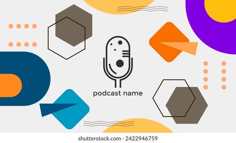 PLANTILLA ABSTRACTA PODCAST VECTOR DE FONDO DE DISEÑO LÍQUIDO DE COLOR PLANO DE MICRÓFONO PLANO. BUENO PARA EL DISEÑO DE CUBIERTA, BANNER, WEB, MEDIOS SOCIALES