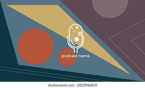 PLANTILLA ABSTRACTA PODCAST VECTOR DE FONDO DE DISEÑO LÍQUIDO DE COLOR PLANO DE MICRÓFONO PLANO. BUENO PARA EL DISEÑO DE CUBIERTA, BANNER, WEB, MEDIOS SOCIALES