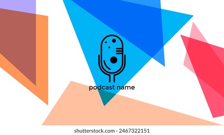 ABSTRACT TEMPLATE PODCAST MICROPHONE FLAT COLOR GEOMETRIC SHAPE DESIGN WHITE BACKGROUND VECTOR. GOOD FOR COVER DESIGN, BANNER, WEB,SOCIAL MEDIA