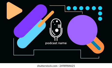 VECTOR DE FONDO OSCURO DE DISEÑO LÍQUIDO DE COLOR PLANO DE MICRÓFONO DE PODCAST DE PLANTILLA Abstractas. BUENO PARA EL DISEÑO DE PORTADAS, ANUNCIO, WEB, REDES SOCIALES