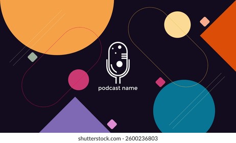 ABSTRACT TEMPLATE PODCAST MICROPHONE FLAT COLOR LIQUID DESIGN BACKGROUND VECTOR. GOOD FOR COVER DESIGN, BANNER, WEB,SOCIAL MEDIA