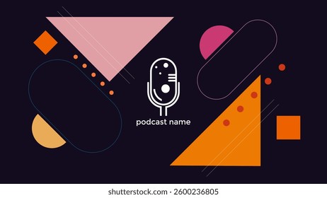 ABSTRACT TEMPLATE PODCAST MICROPHONE FLAT COLOR LIQUID DESIGN BACKGROUND VECTOR. GOOD FOR COVER DESIGN, BANNER, WEB,SOCIAL MEDIA