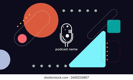 ABSTRACT TEMPLATE PODCAST MICROPHONE FLAT COLOR LIQUID DESIGN BACKGROUND VECTOR. GOOD FOR COVER DESIGN, BANNER, WEB,SOCIAL MEDIA