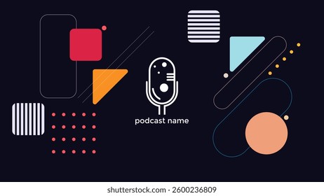 ABSTRACT TEMPLATE PODCAST MICROPHONE FLAT COLOR LIQUID DESIGN BACKGROUND VECTOR. GOOD FOR COVER DESIGN, BANNER, WEB,SOCIAL MEDIA