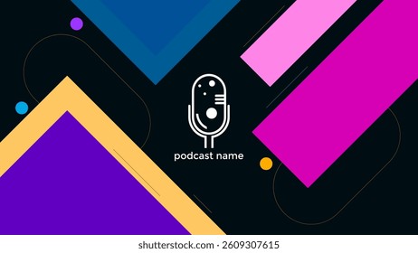 ABSTRACT TEMPLATE PODCAST MICROPHONE FLAT COLOR LIQUID DESIGN BACKGROUND VECTOR. GOOD FOR COVER DESIGN, BANNER, WEB,SOCIAL MEDIA