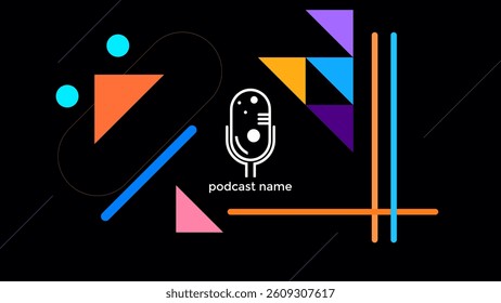 ABSTRACT TEMPLATE PODCAST MICROPHONE FLAT COLOR LIQUID DESIGN BACKGROUND VECTOR. GOOD FOR COVER DESIGN, BANNER, WEB,SOCIAL MEDIA