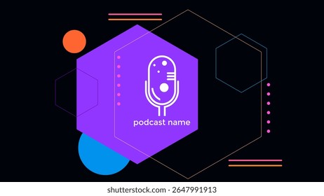 VECTOR DE FONDO OSCURO DE DISEÑO LÍQUIDO DE COLOR PLANO DE MICRÓFONO DE PODCAST DE PLANTILLA Abstractas. BUENO PARA EL DISEÑO DE PORTADAS, ANUNCIO, WEB, REDES SOCIALES