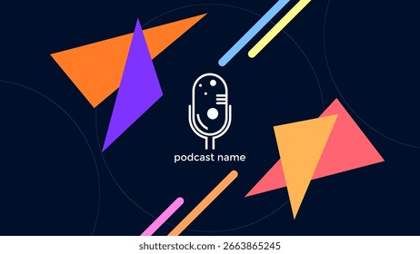 ABSTRACT TEMPLATE PODCAST MICROPHONE FLAT COLOR LIQUID DESIGN BACKGROUND VECTOR. GOOD FOR COVER DESIGN, BANNER, WEB,SOCIAL MEDIA