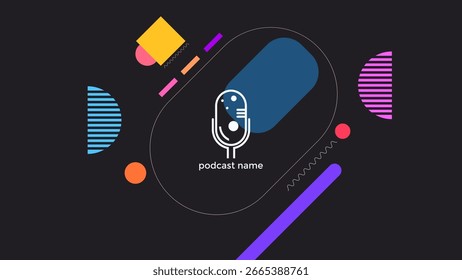 VECTOR DE FONDO DE DISEÑO LÍQUIDO DE COLOR PLANO DE MICRÓFONO DE PODCAST DE PLANTILLA Abstractas. BUENO PARA EL DISEÑO DE PORTADAS, ANUNCIO, WEB, REDES SOCIALES