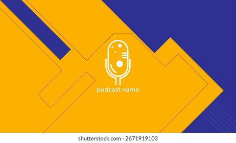 MODELO ABSTRATO PODCAST MICROFONE LARANJA PLANA COR AZUL DESIGN LÍQUIDO VETOR DE FUNDO. BOM PARA DESIGN DE CAPA, BANNER, WEB, MÍDIA SOCIAL