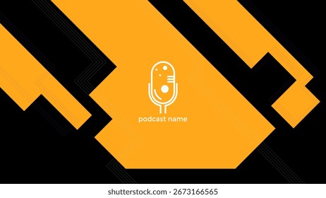 PLANTILLA Abstractas PODCAST MICRÓFONO PLANO COLOR NARANJA DISEÑO LÍQUIDO VECTOR DE FONDO OSCURO. BUENO PARA EL DISEÑO DE PORTADAS, ANUNCIO, WEB, REDES SOCIALES