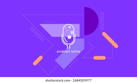 VECTOR DE FONDO DE DISEÑO LÍQUIDO DE COLOR PÚRPURA PLANA DE MICRÓFONO DE PODCAST DE PLANTILLA Abstractas. BUENO PARA EL DISEÑO DE PORTADAS, ANUNCIO, WEB, REDES SOCIALES