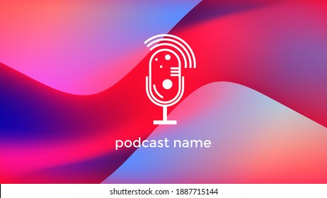MICRÓFONO DE PODCAST DE PLANTILLA ABSTRACTA CON VECTOR DE FONDO DE DISEÑO DE COLOR LÍQUIDO GRADIENTE. BUENO PARA EL DISEÑO DE CUBIERTA, BANNER, WEB, MEDIOS SOCIALES