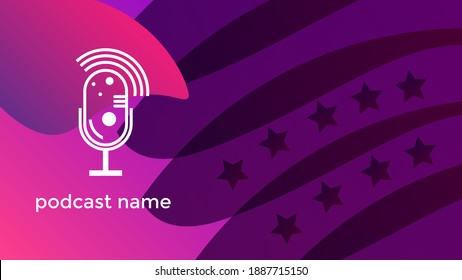 ABSTRACT TEMPLATE PODCAST MICROPHONE WITH GRADIENT LIQUID COLOR DESIGN BACKGROUND VECTOR. GOOD FOR COVER DESIGN, BANNER, WEB,SOCIAL MEDIA