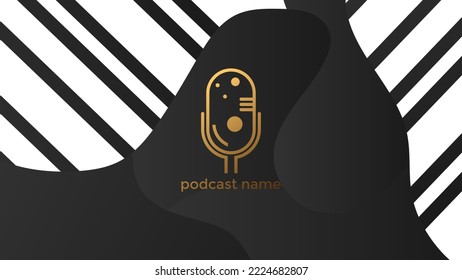PLANTILLA ABSTRACTA PODCAST MICRÓFONO GRADIENTE DE COLOR NEGRO VECTOR DE FONDO DE DISEÑO LÍQUIDO. BUENO PARA EL DISEÑO DE CUBIERTA, BANNER, WEB, MEDIOS SOCIALES