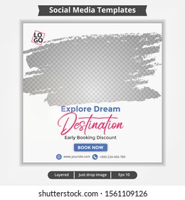 Abstract template post for social media, template for travel ads, file with layered and eps 10