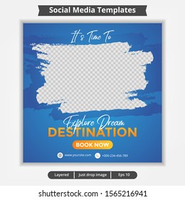 Abstract Template Post For Social Media Ad, Design For Travel Ads