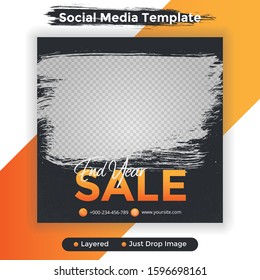 abstract template post, social media ad for end year sale