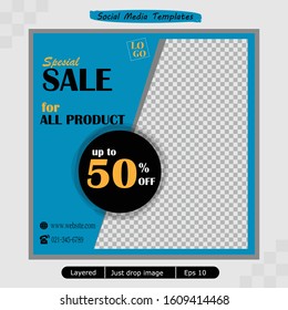 Abstract template post for social media,  file with layered and Eps 10, template for fashion sales ads